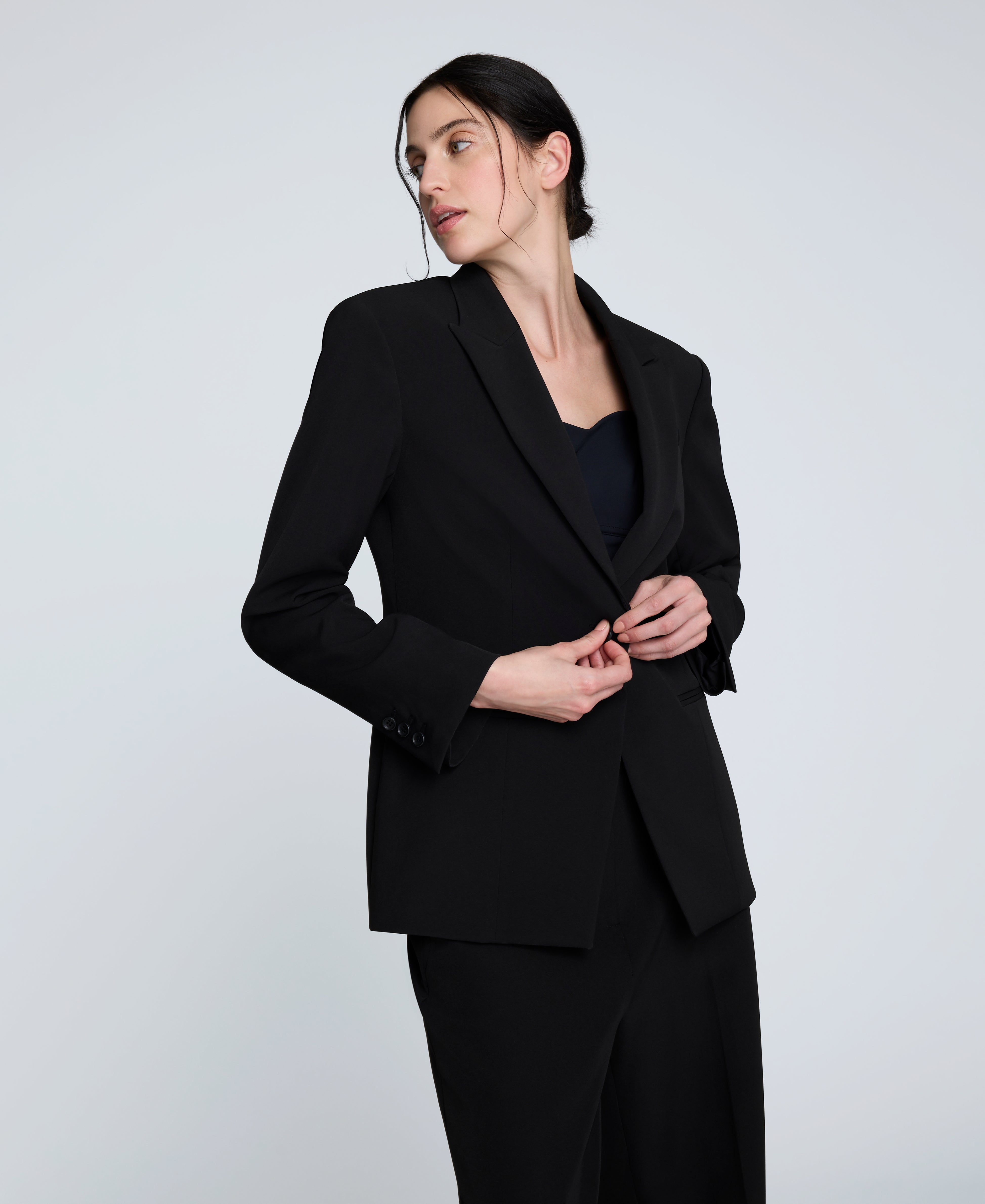 Kenneth Cole Reaction Clothing Luxe Twill Slim One Button Jacket giacca nera