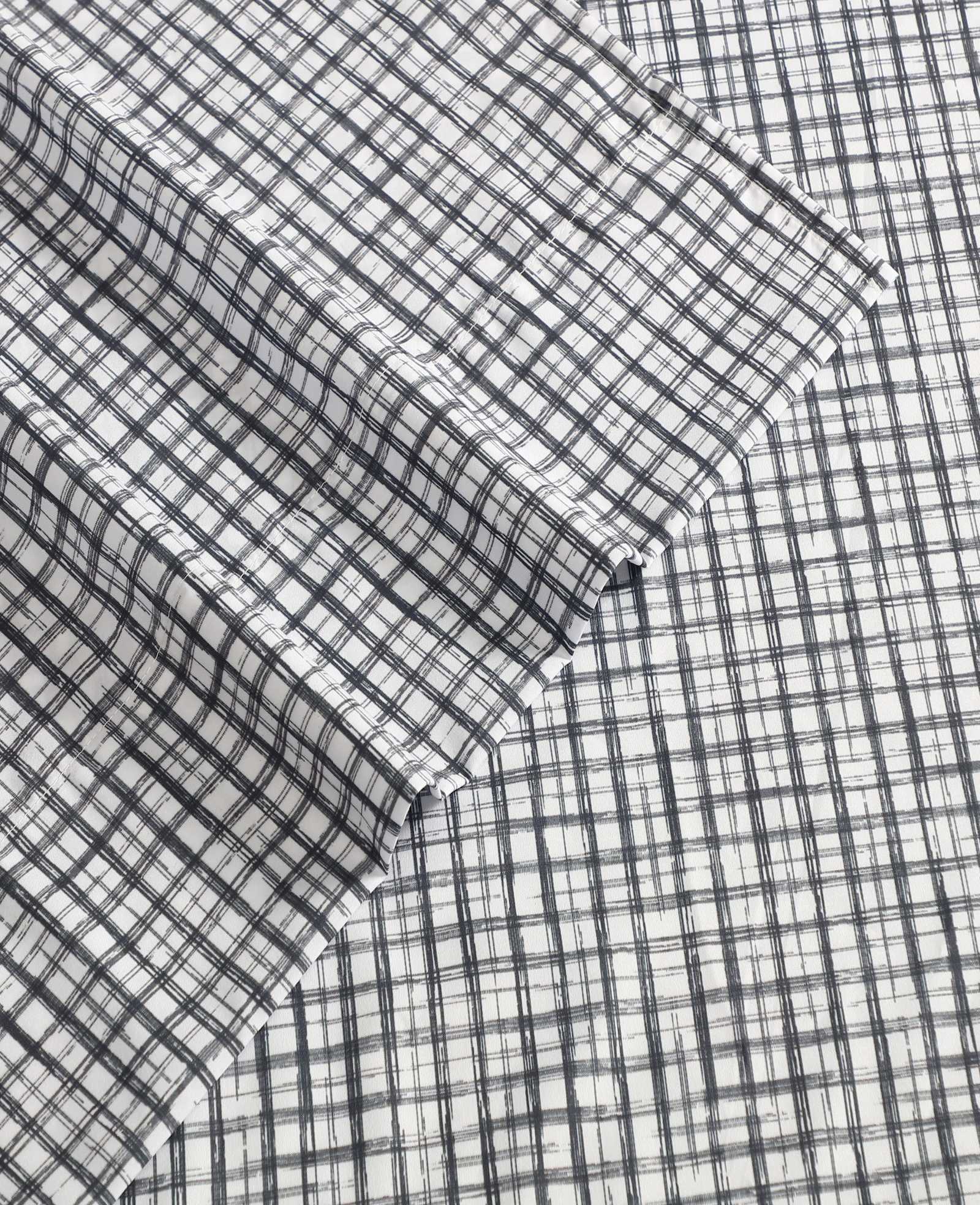 Kenneth Cole Reaction Home & Bedding Sketchy Check Sheet Set lenzuola Charcoal Queen poliestere