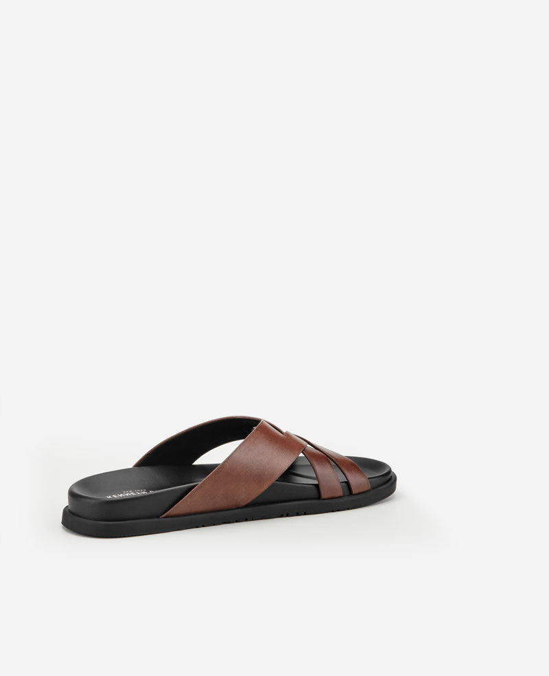 Kenneth Cole Reaction Shoes Wooper Leather Sandal sandalo cognac in pelle