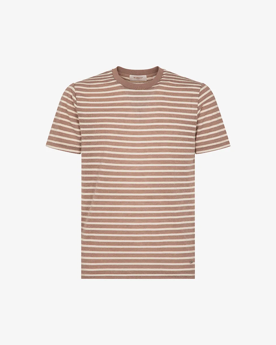 Markup Uomo Maglieria Girocollo misto lino rigato maglia uomo