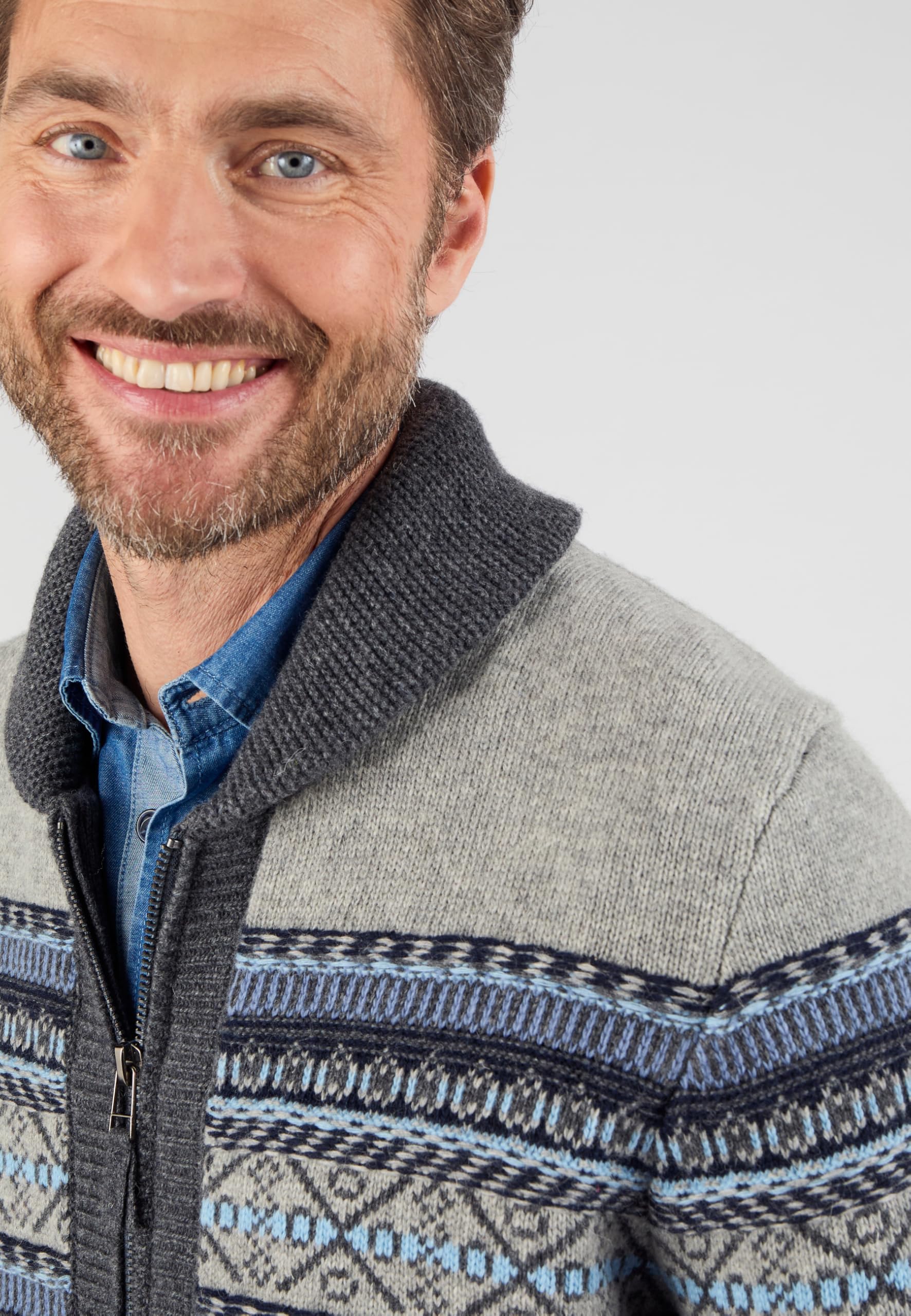 Damart Prêt-à-porter Gilet con zip misto lana jacquard uomo
