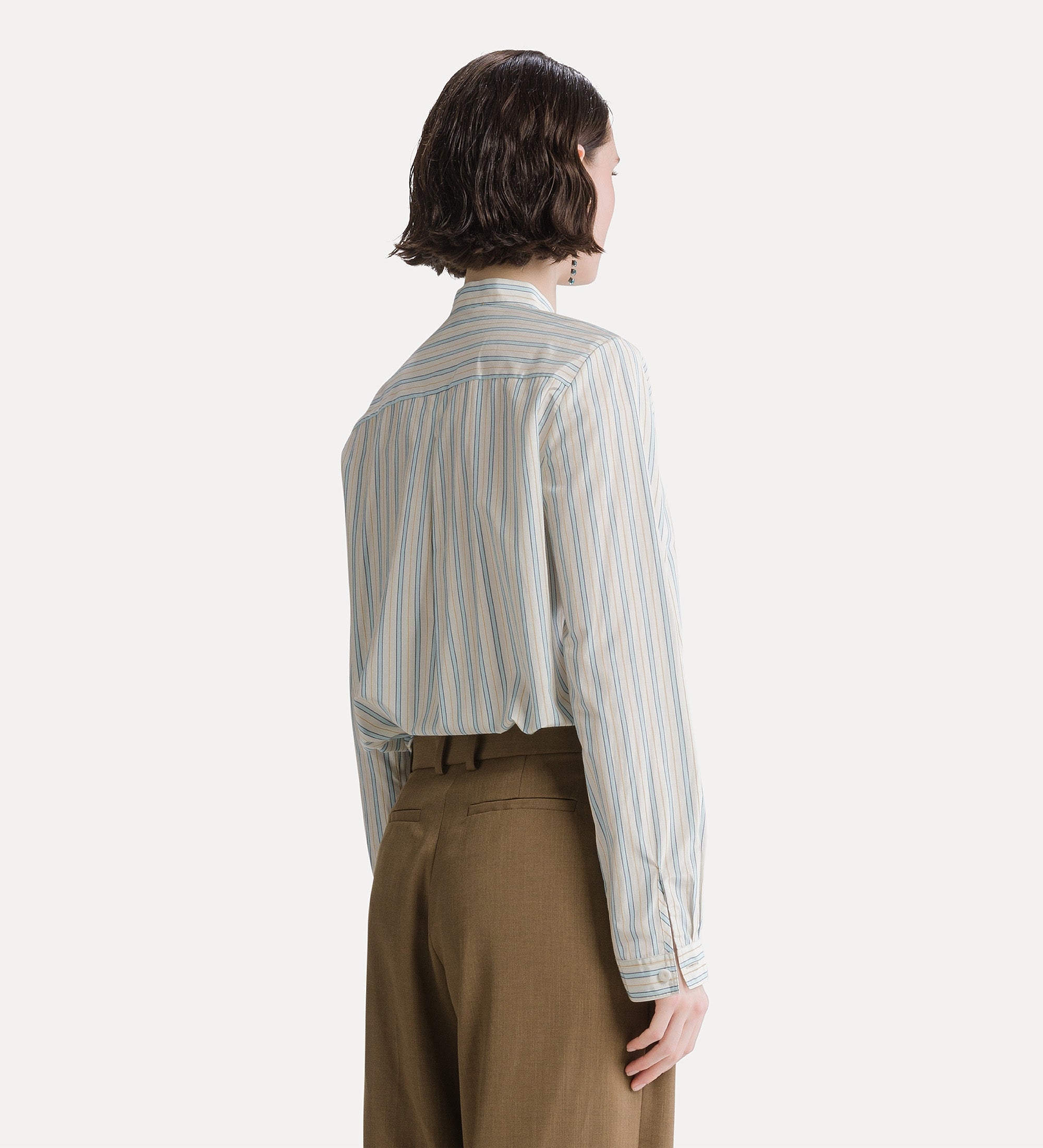 Forte camicie ruched striped shirt celestial camicia azzurra cotone