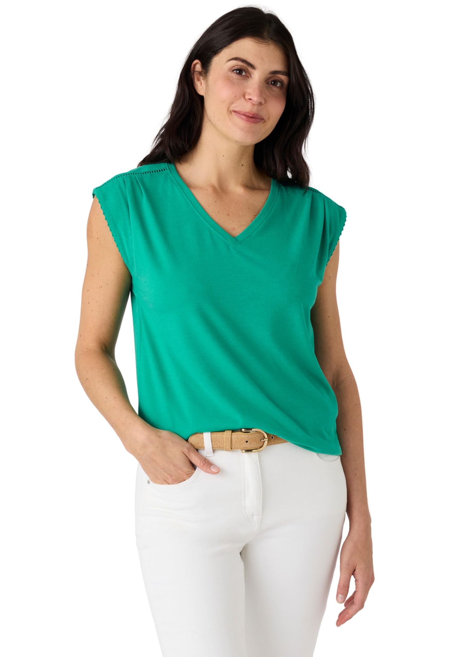 Damart Climatyl top donna senza maniche verde tropicale 38-40 scollo V