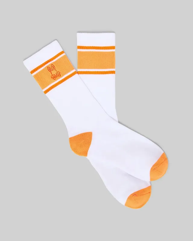 Psycho Bunny Accessories Striped Sport Sock calze Papaya O/S in cotone