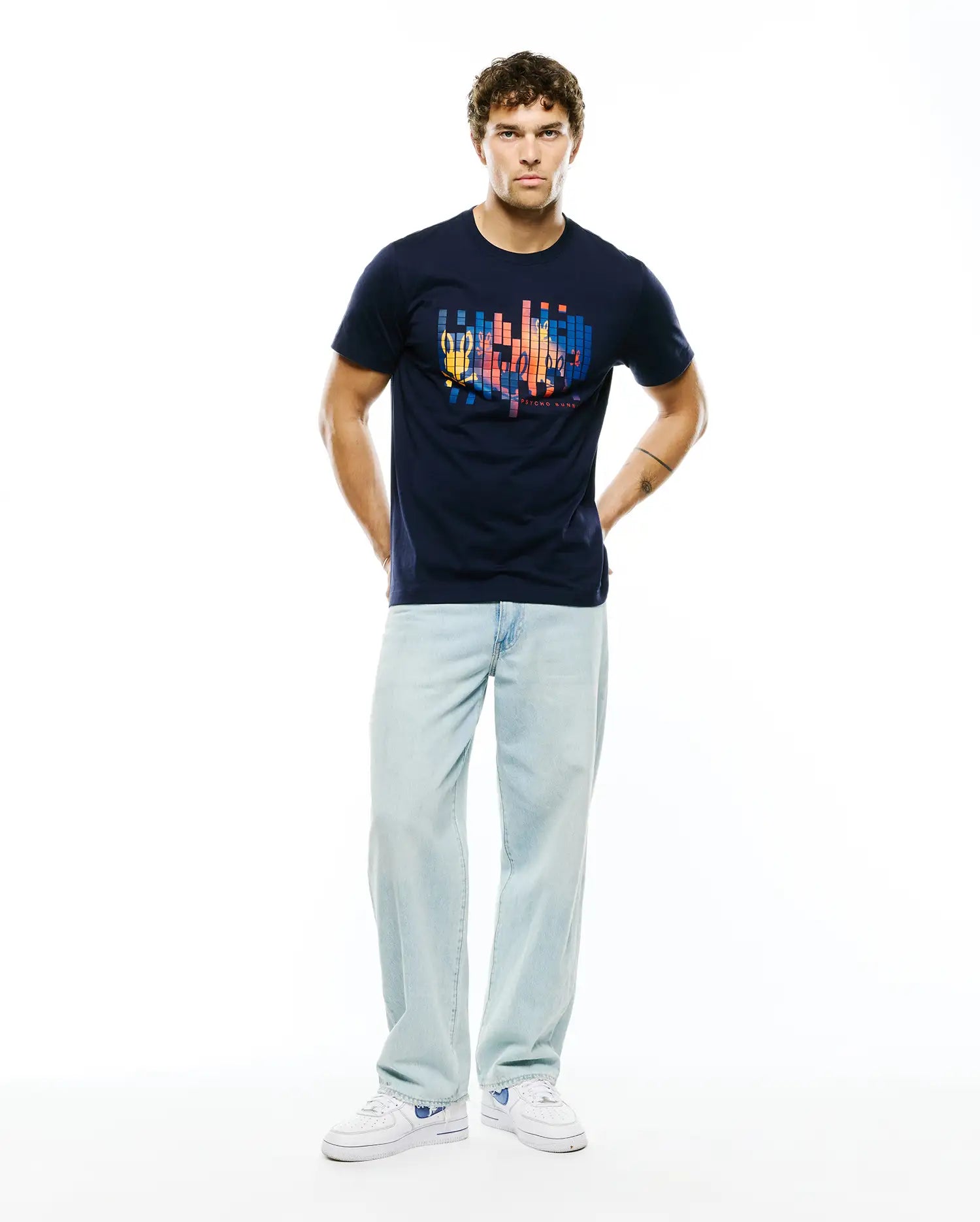 Psycho Bunny Men's Tees Zander Pima Cotton Graphic Tee maglietta blu 423