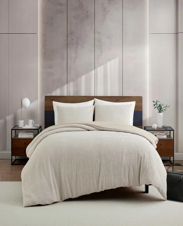 Kenneth Cole Reaction Home & Bedding Stitched Gauze Duvet Set set copripiumino beige ipoallergenico