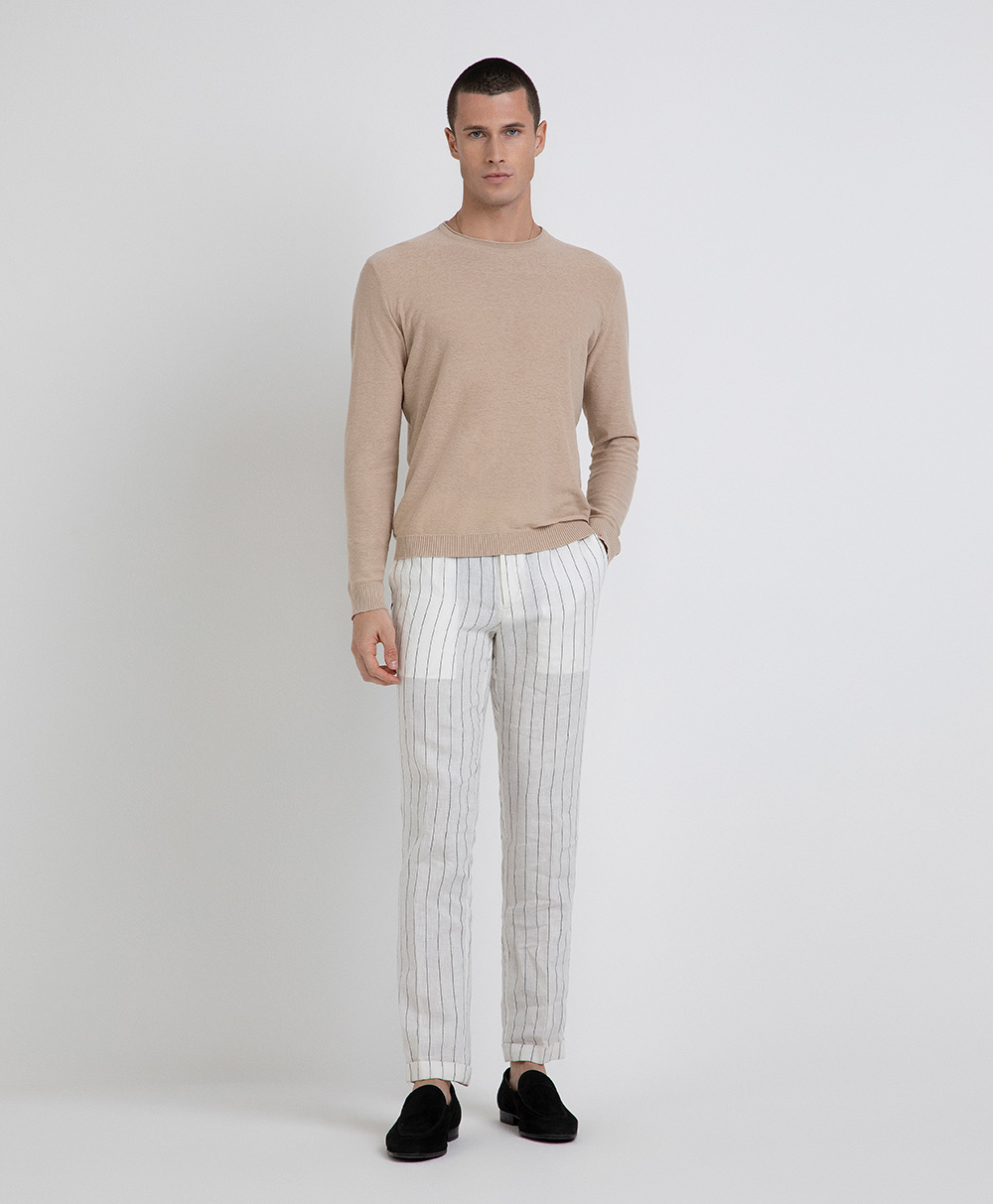 Markup Uomo Maglieria Girocollo manica lunga misto lino maglia