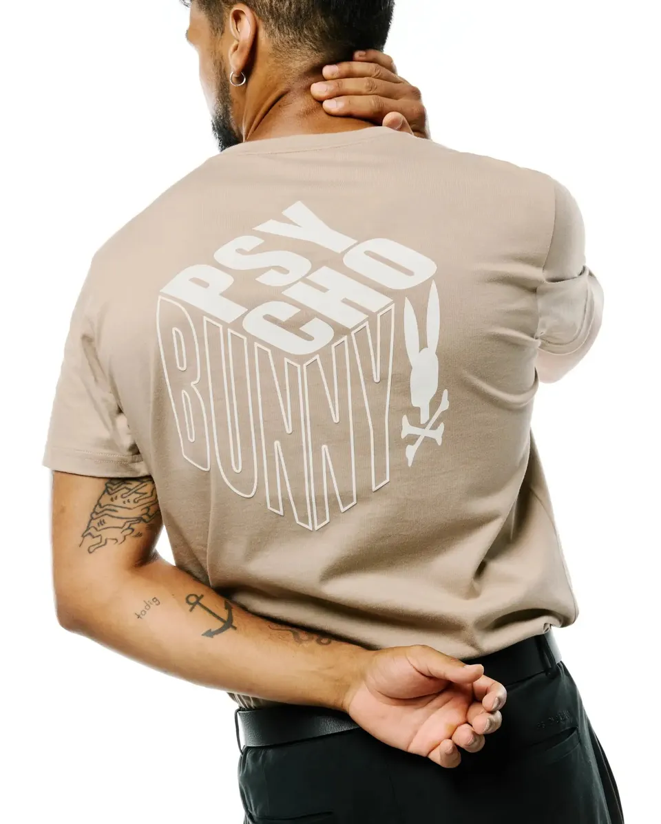 Psycho Bunny Men's Tees Conan Pima Back Graphic Tee t-shirt Stone in cotone Pima