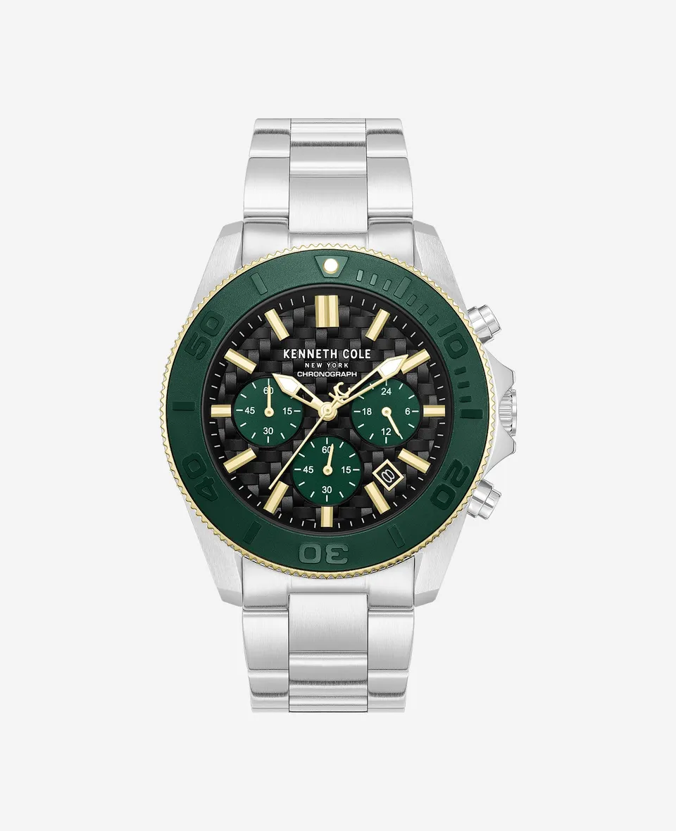 Kenneth Cole Reaction Watches Chronograph Bracelet Watch orologio argento cronografo