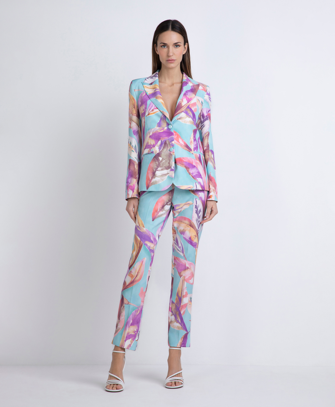 Markup Donna Tailleur & Blazer Blazer in bielastico stampa foglie