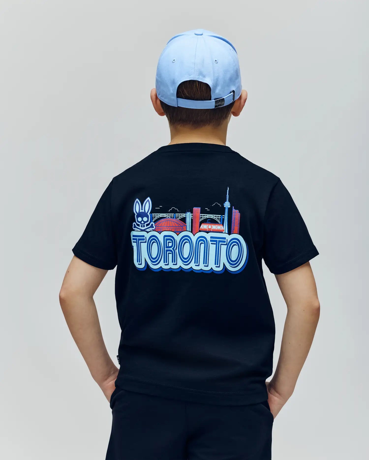 Psycho Bunny Kids Tees Toronto Tee B0U383F200 maglietta nera in cotone Pima