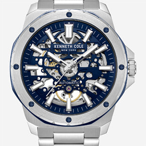 Kenneth Cole Reaction Watches Skeleton Automatic Stainless Bracelet Watch orologio argento