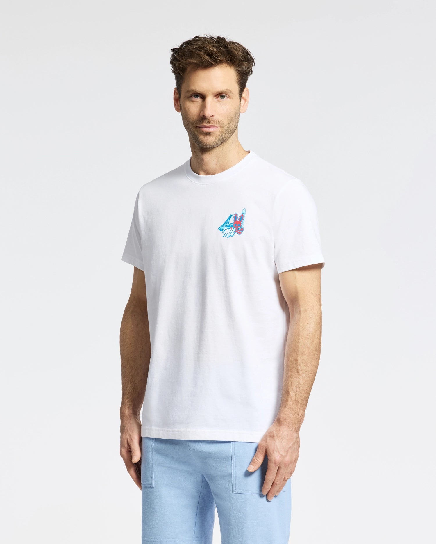 Psycho Bunny Men's Tees Montreal t-shirt bianca in cotone Pima