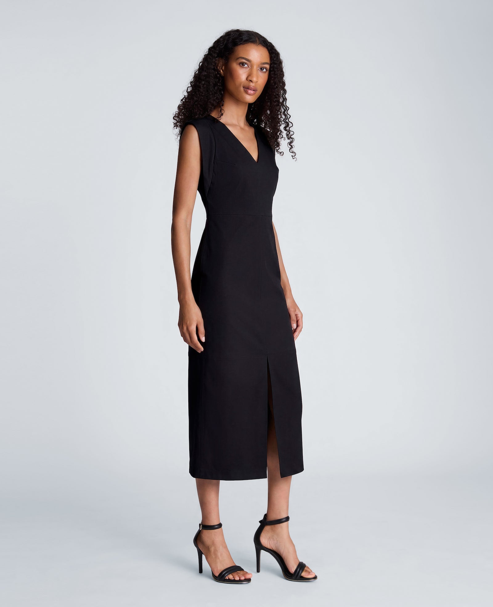 Kenneth Cole Reaction Clothing Vegan Leather Dress abito midi nero in pelle vegana