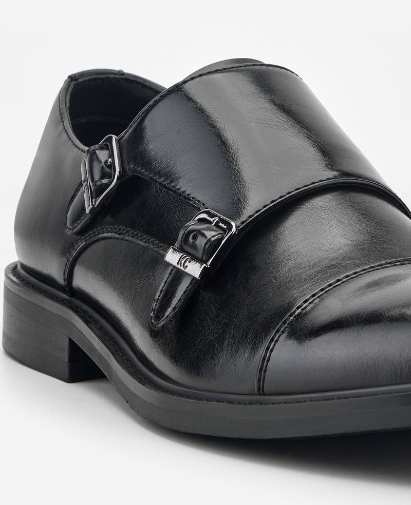 Kenneth Cole Reaction Shoes REACTION Leland Monk Strap Cap Toe Oxford scarpe nere