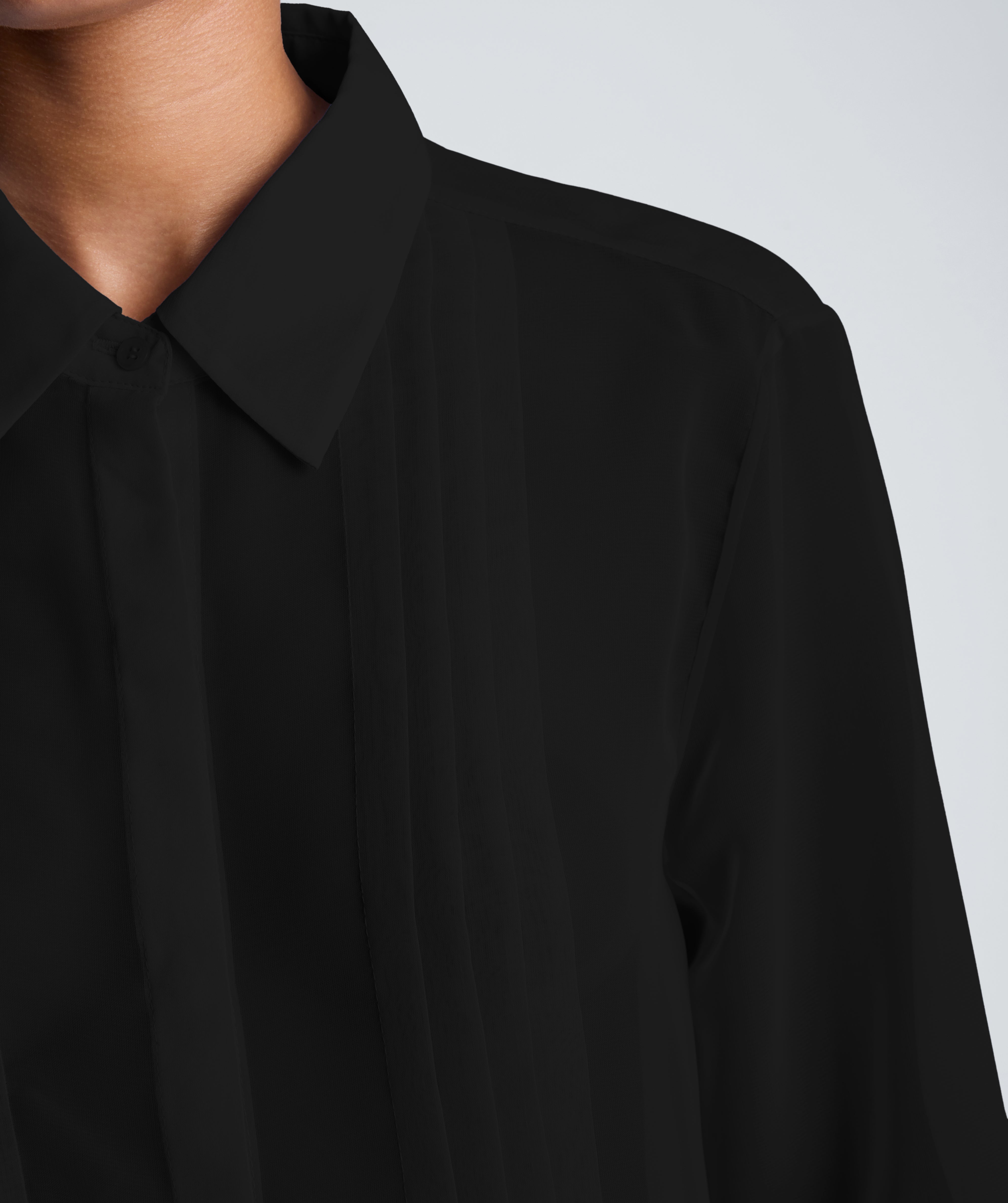 Kenneth Cole Reaction Pleated Long Sleeve Blouse blusa nera