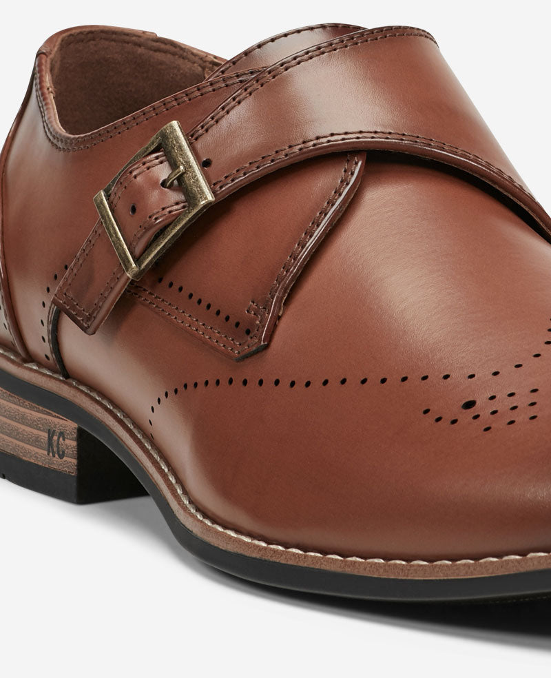 Kenneth Cole Reaction Shoes REACTION Cheer Brogue Single Monk Strap scarpe monk strap tan