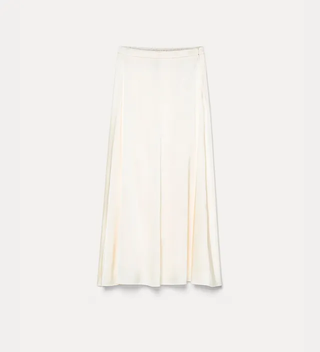 Forte gonne gonna midi in raso di seta stretch avorio