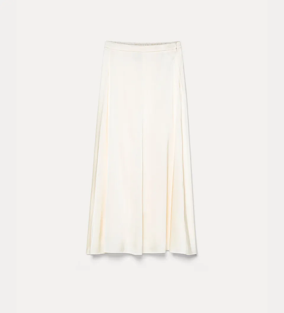 Forte gonne gonna midi in raso di seta stretch avorio