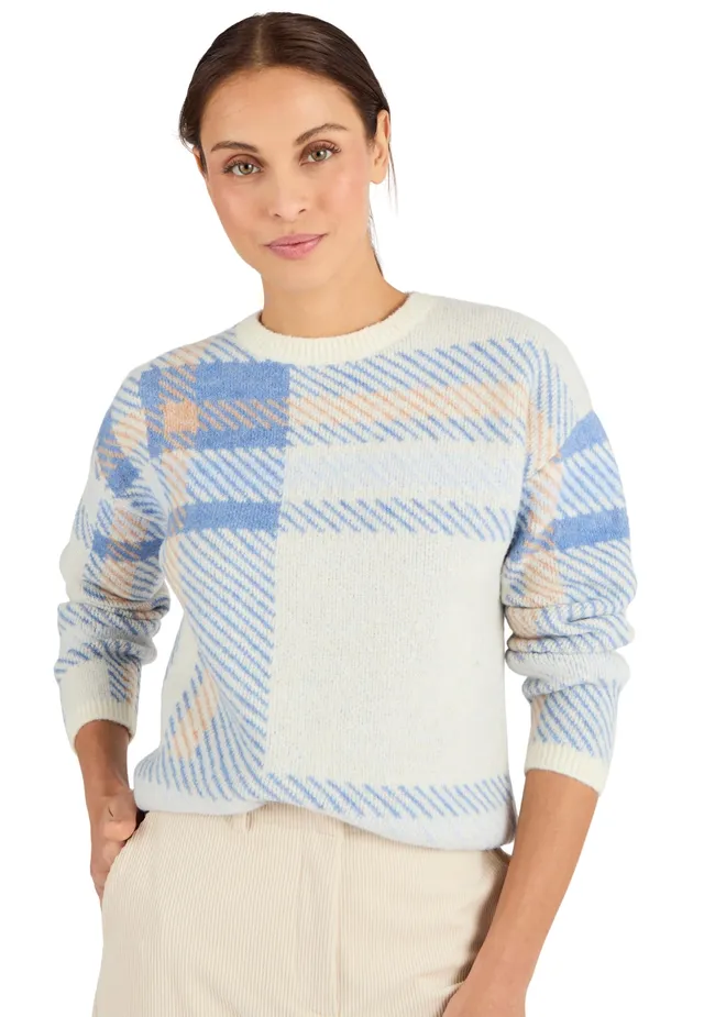Damart Prêt-à-porter maglione jacquard a quadri donna ampio