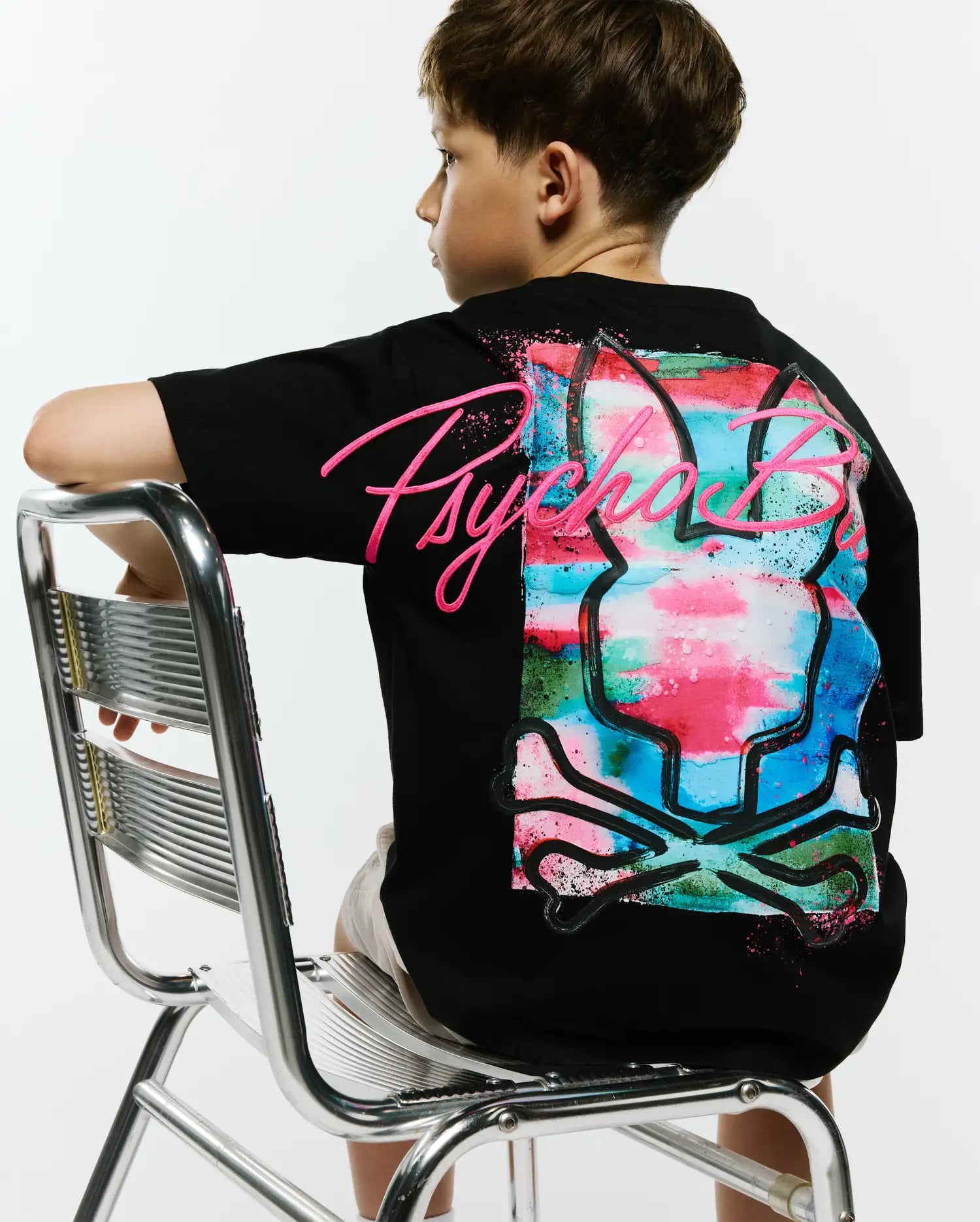 Psycho Bunny Kids Tees Isaac Oversized Tee maglietta nera oversize
