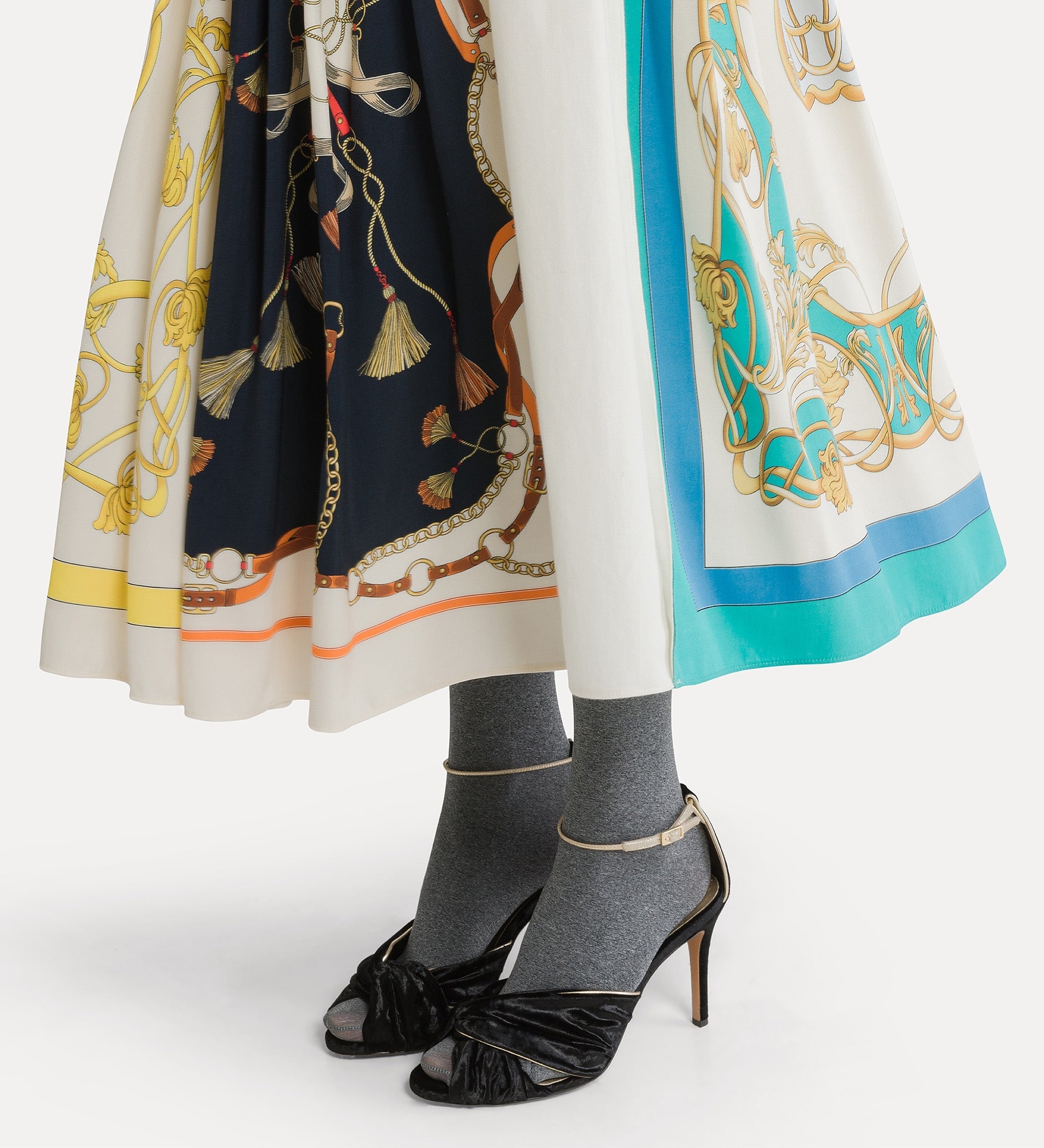 Forte gonne The Crown Placed Print Skirt gonna nera svasata