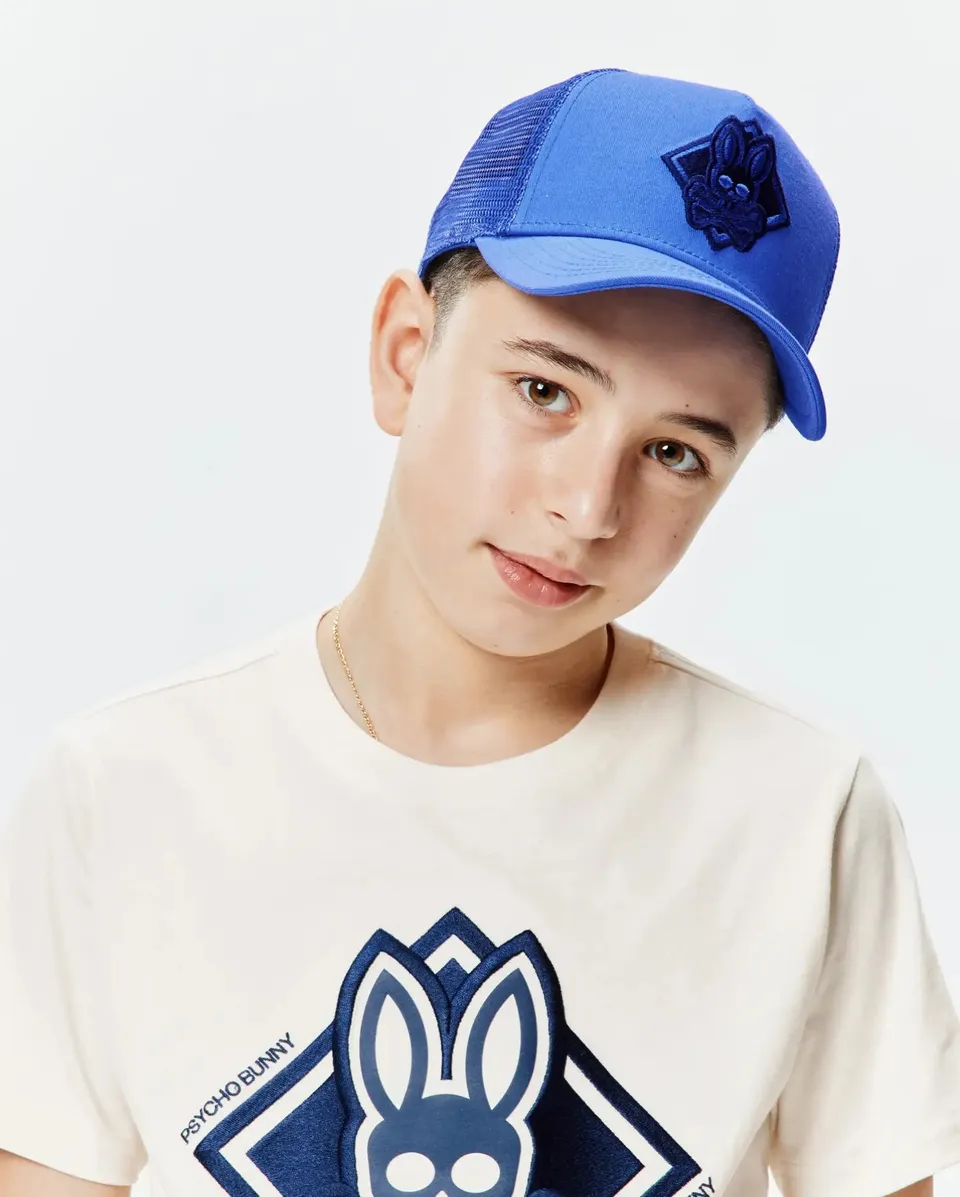 Psycho Bunny Kids Accessories Tobias Trucker Cap cappellino blu regolabile