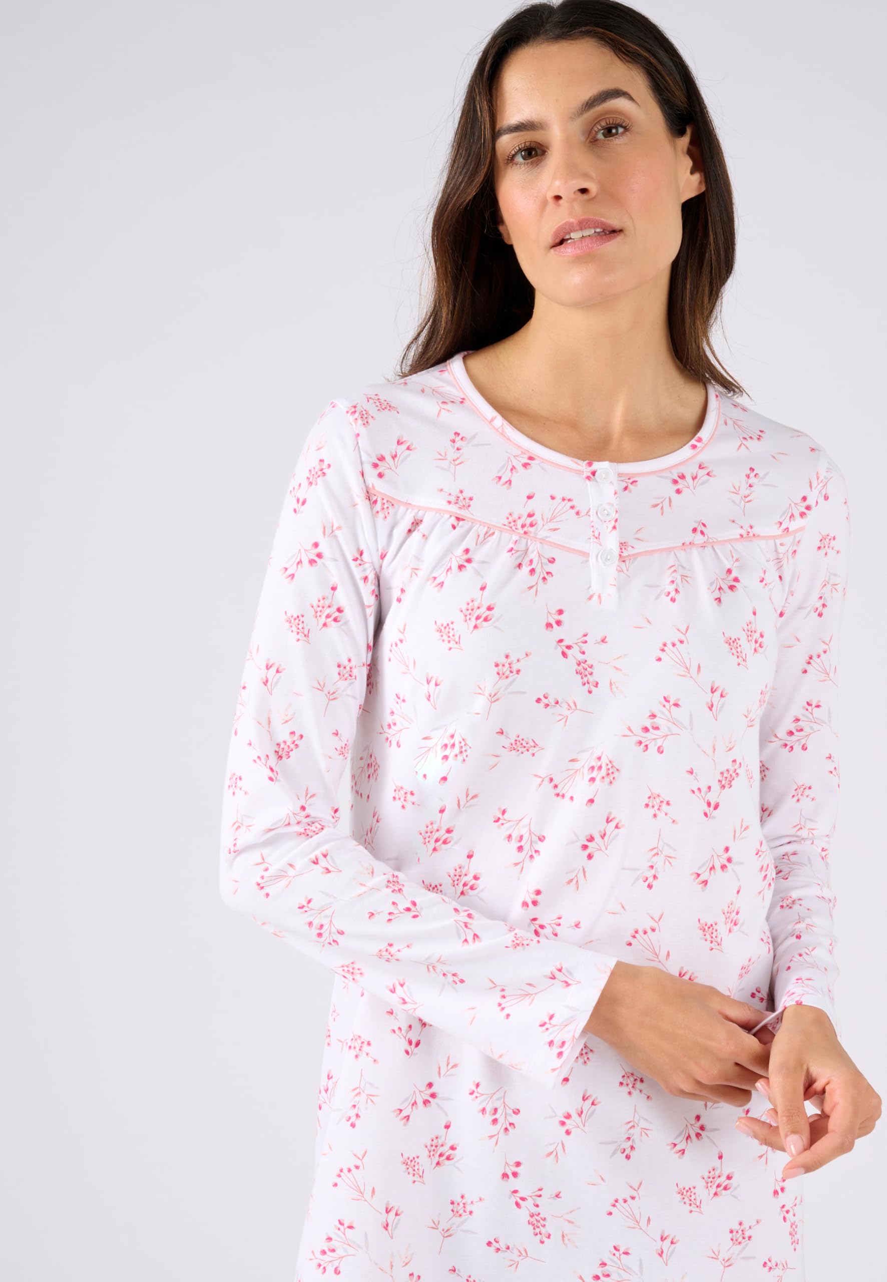 Damart Homewear Camicia da Notte Maglia Puro Cotone donna rosa fiorito XS