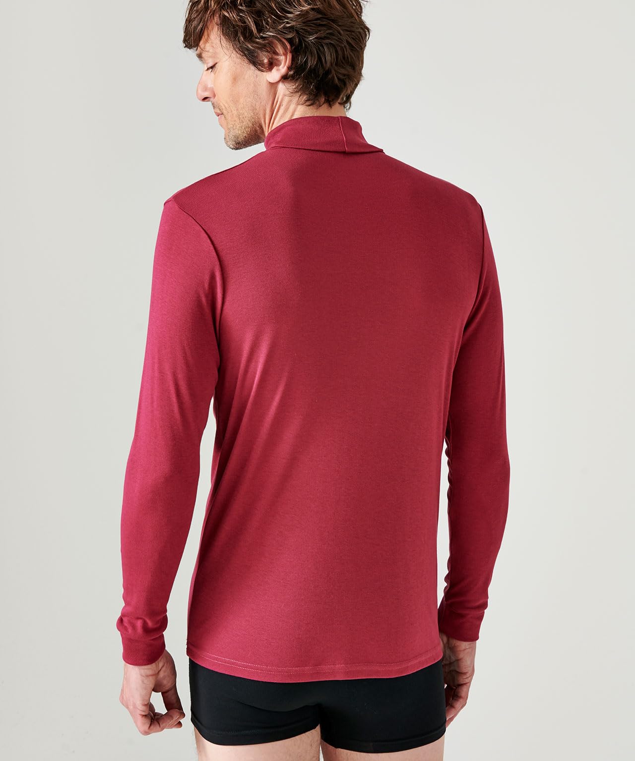 Damart Prêt-à-porter Maglietta a maniche lunghe a costine Rosso borgogna S maglia donna