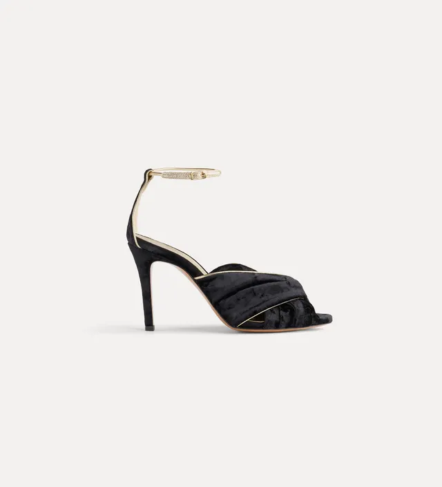 Forte scarpe velvet criss-cross sandals sandali neri con tacco alto
