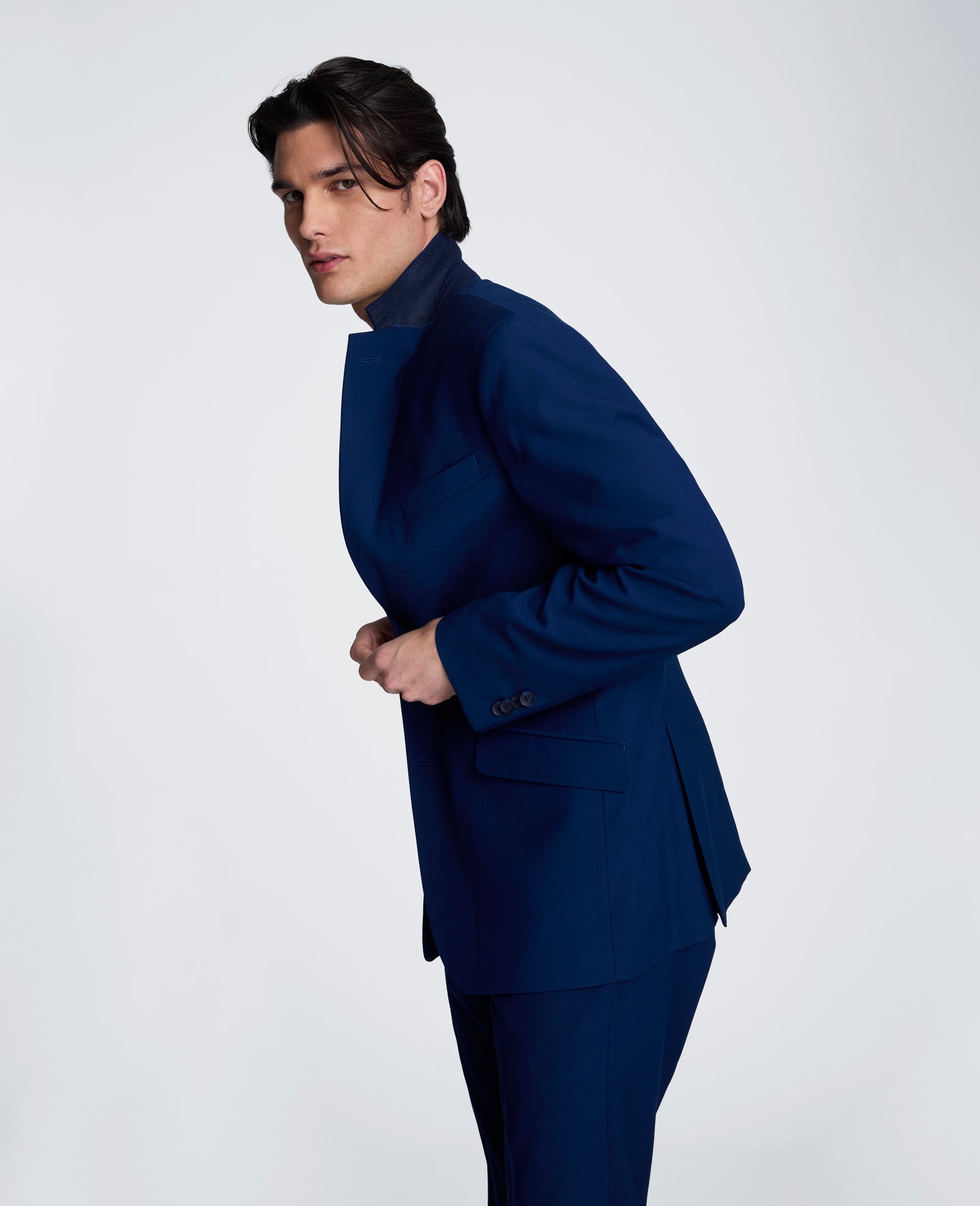 Kenneth Cole Reaction Clothing Slim-Fit Stretch Suit Separate Jacket giacca blu elasticizzata