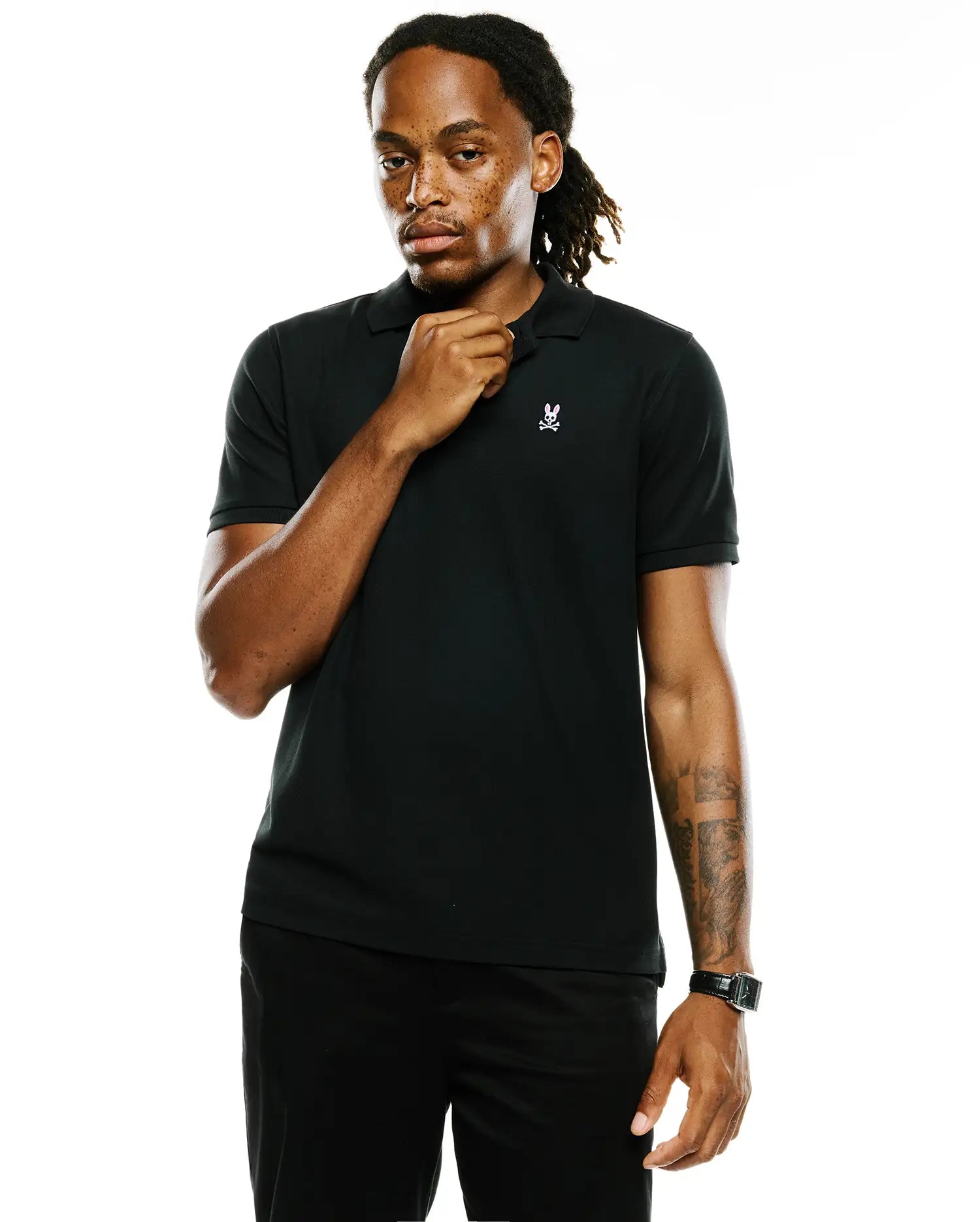 Psycho Bunny Men's Polos Classic Pique Polo Shirt B6K001ARPC polo nera