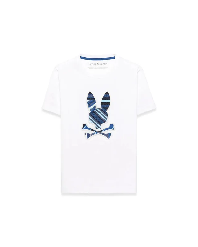 Psycho Bunny Kids Tees Drew Graphic Tee maglietta bianca in cotone Pima