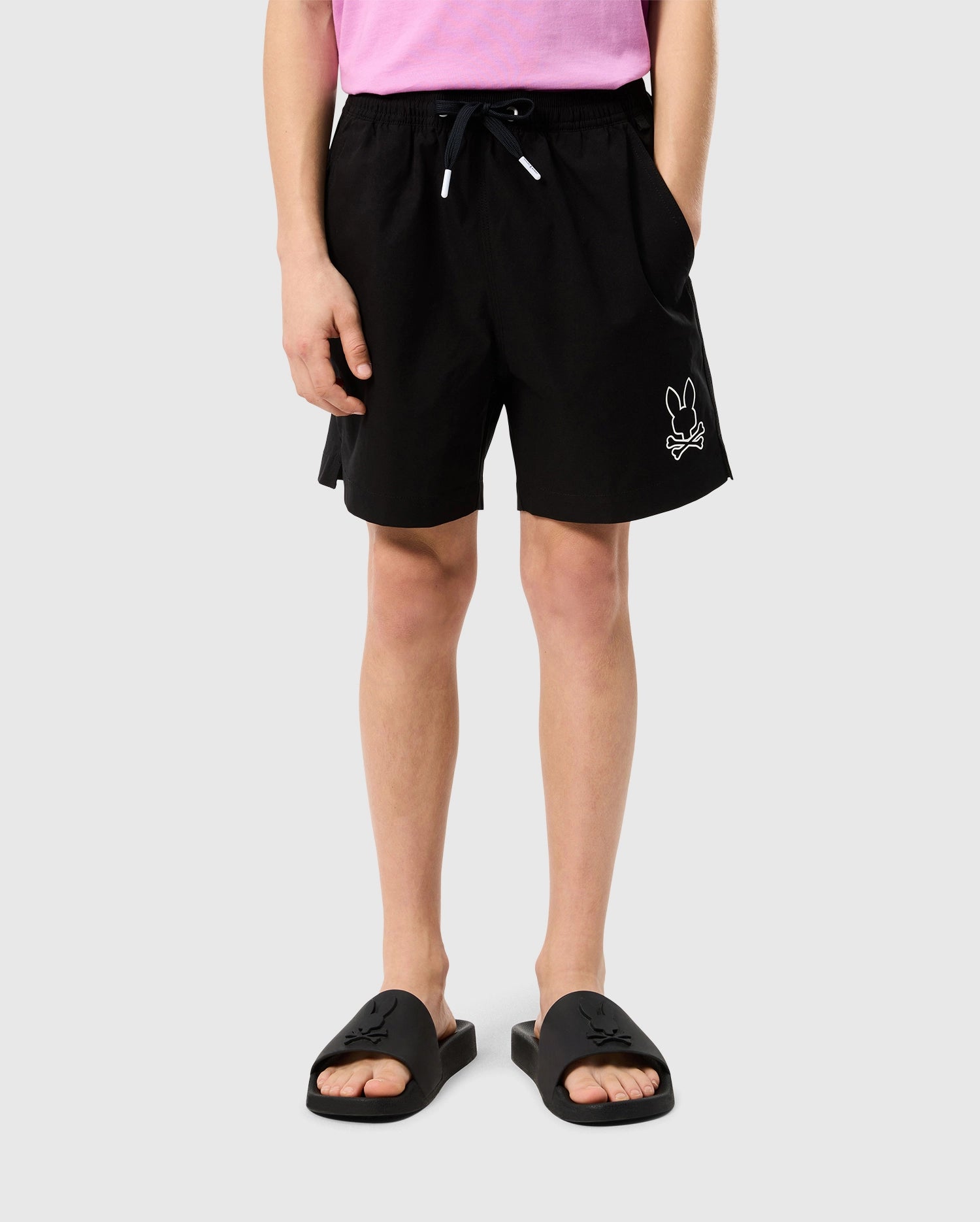 Psycho Bunny Kids Swimwear Parker Hydrochromic Swim Trunk 6" costume nero