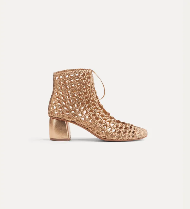 Forte scarpe My Penelope stivaletti rose gold pelle intrecciata