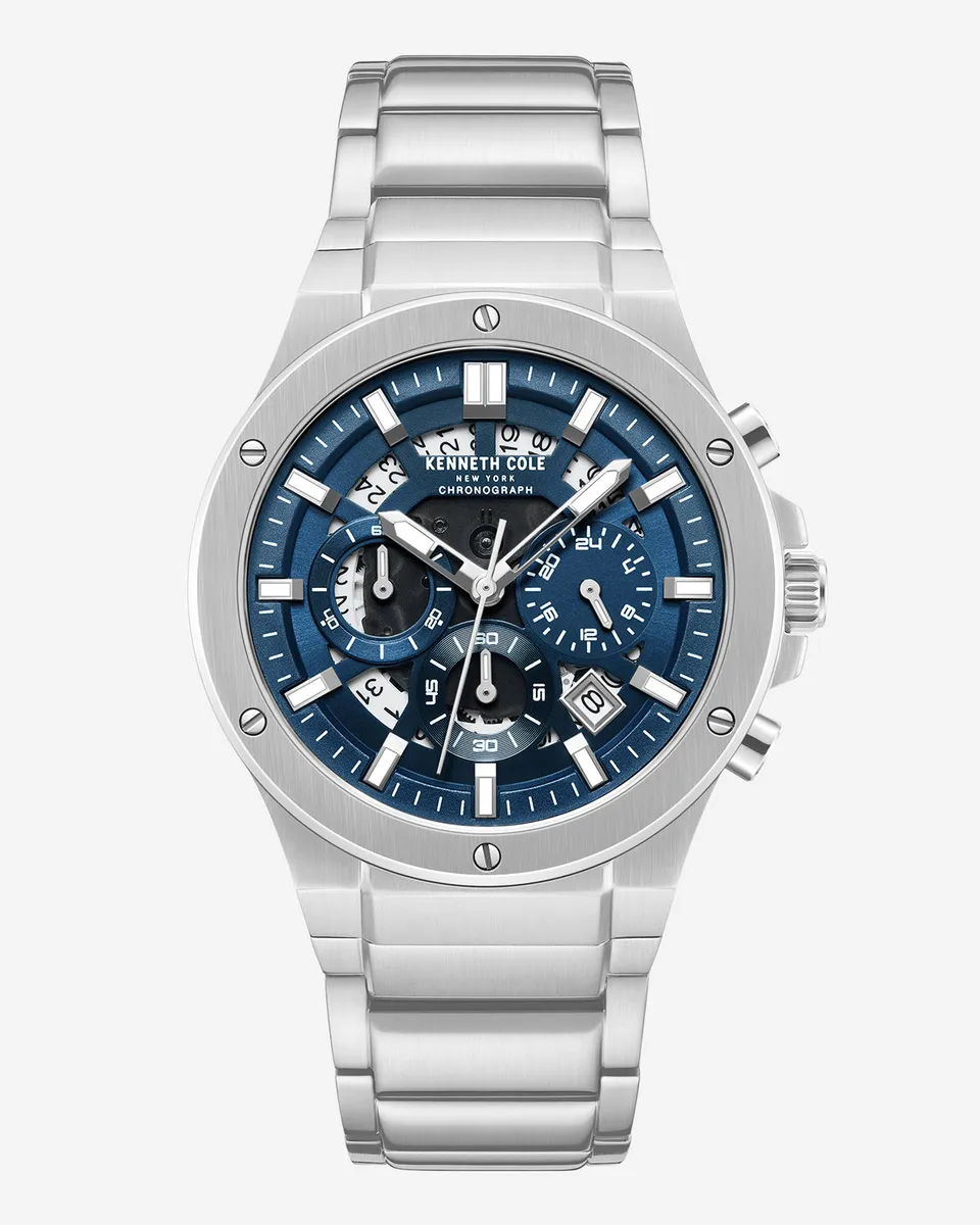 Kenneth Cole Reaction Watches Classic Bracelet Watch With Date Disc orologio Silver