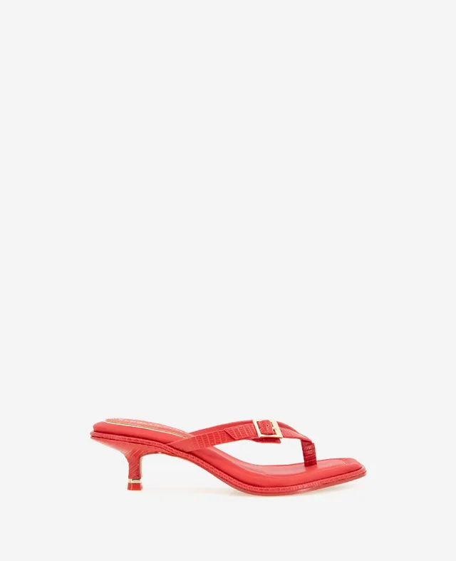 Kenneth Cole Reaction Shoes Gillie Embossed Lizard Kitten Heel Buckle Sandal sandali red lizard tacco 2 pollici