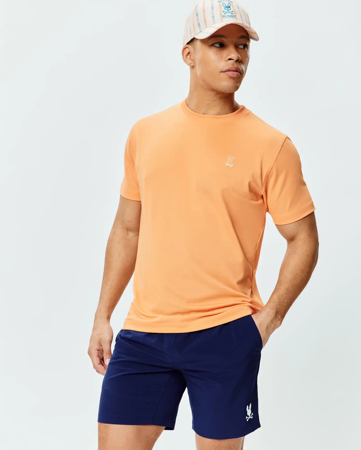 Psycho Bunny Men's Tees MENS DASH BUNNY SPORT TEE MT0200517 T-shirt arancione sportiva elasticizzata