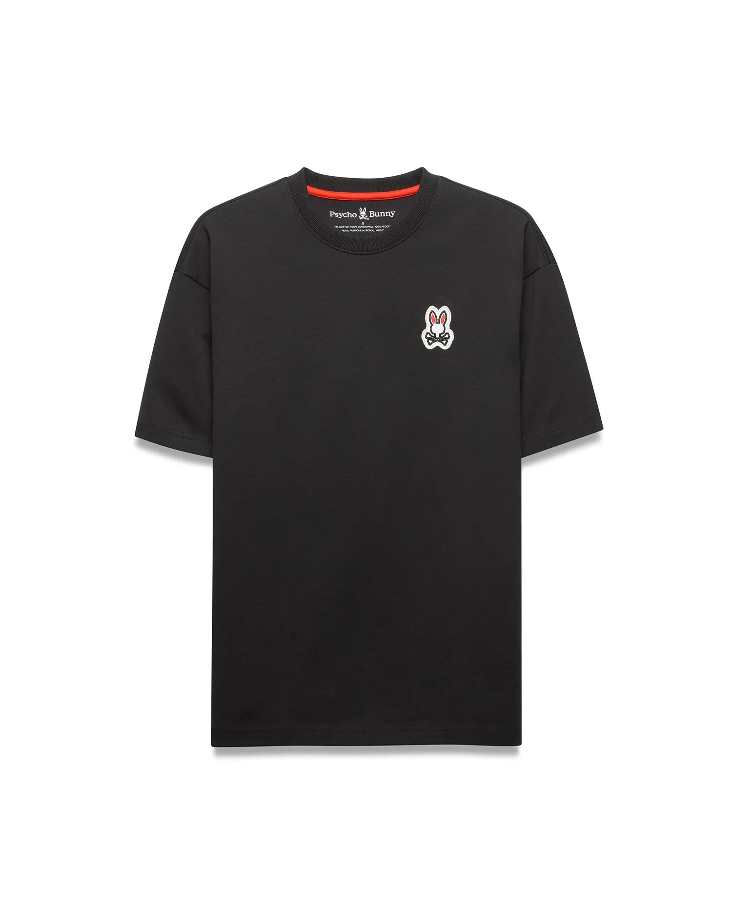 Psycho Bunny Men's Tees Jaydon Pima Cotton Oversized-Fit Tee maglietta nera in cotone Pima