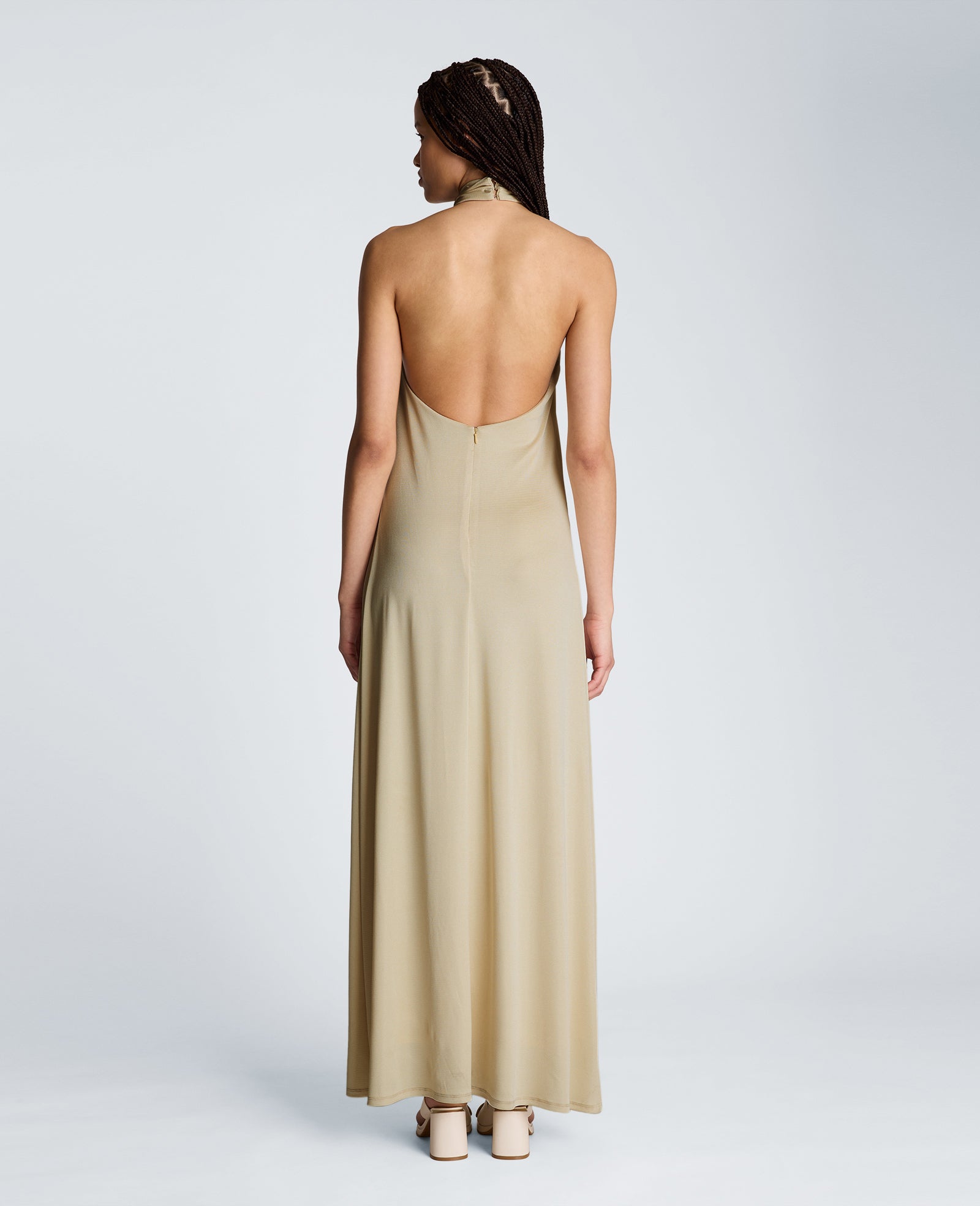 Kenneth Cole Reaction Clothing Halter Maxi Dress abito lungo eggshell in jersey