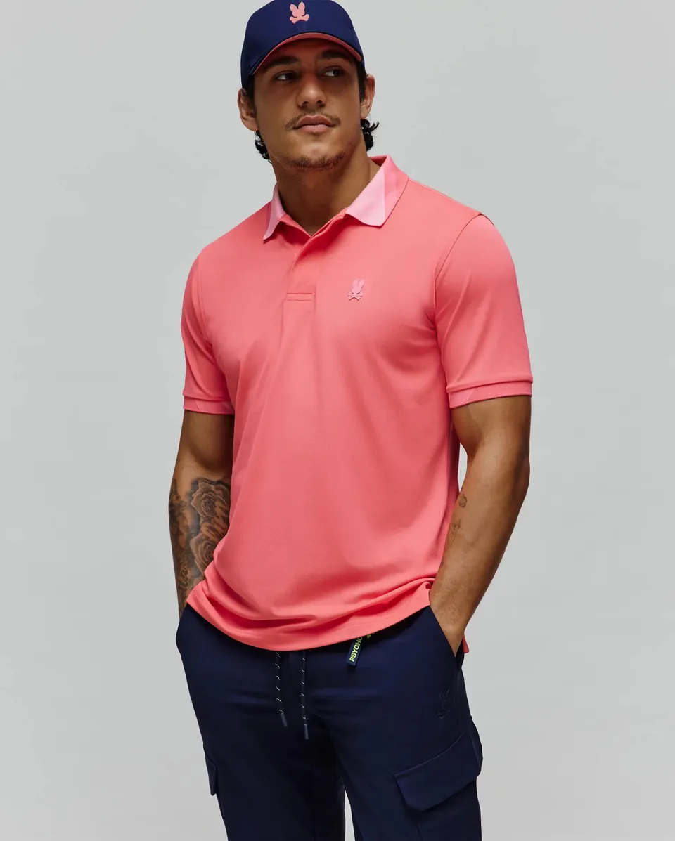 Psycho Bunny Men's Polos Onyx Sport Polo Polo Sunkissed Coral stretch