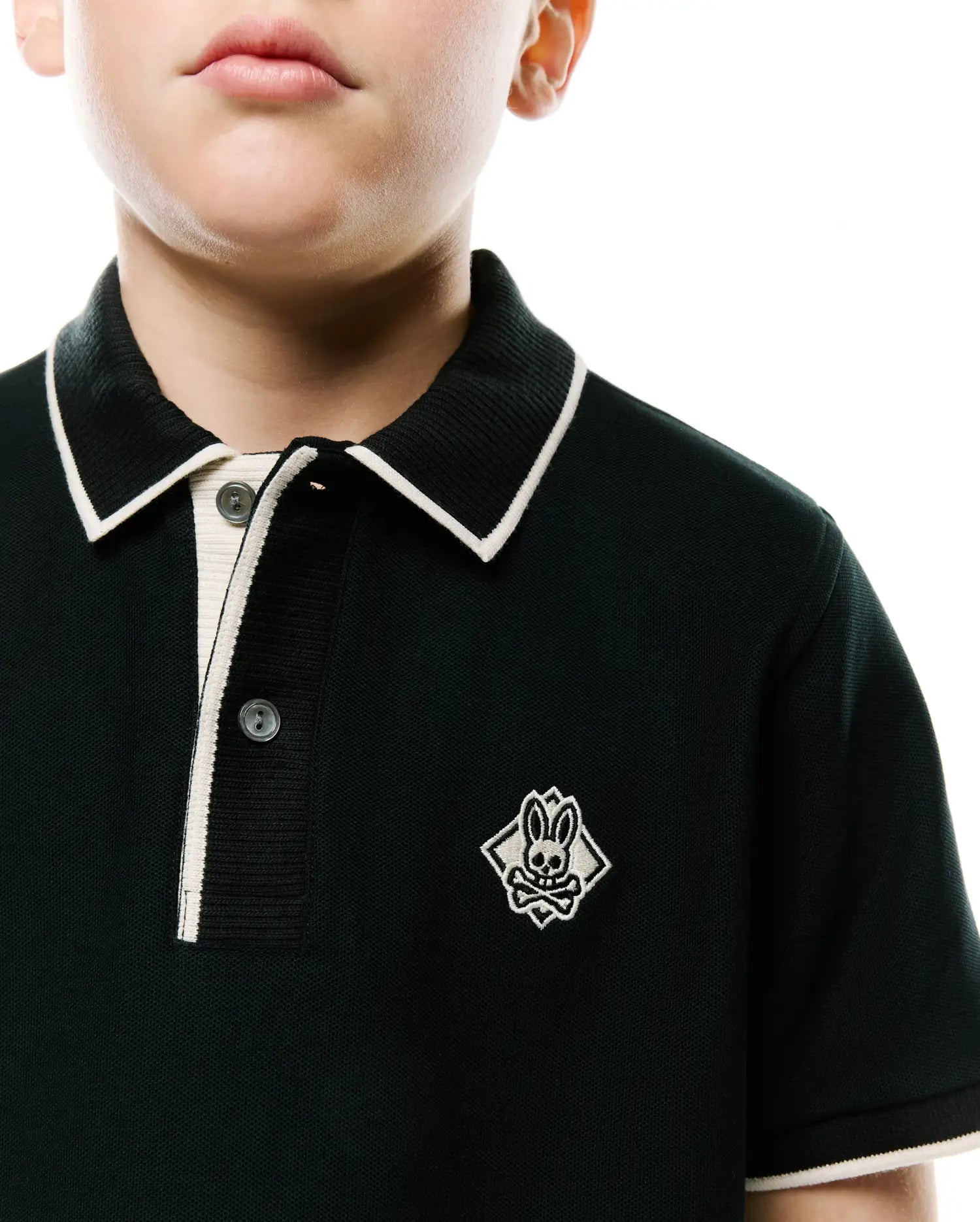 Psycho Bunny Kids Polo Shirts KIDS ROBIN PIQUÉ POLO KT0100157 polo nera in cotone