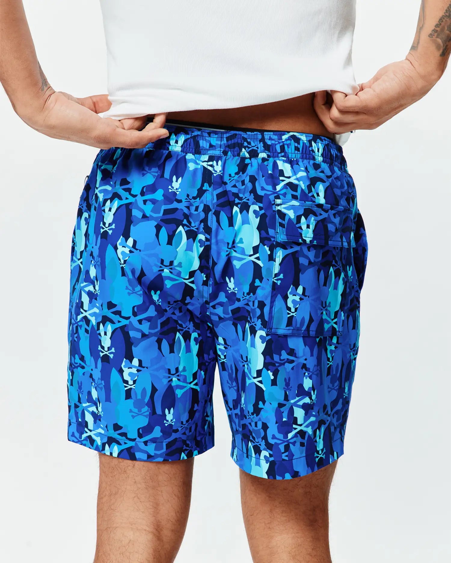 Psycho Bunny Men's Swimwear Tanner Swim Trunk 6" MB1000072 costume blu multicolore
