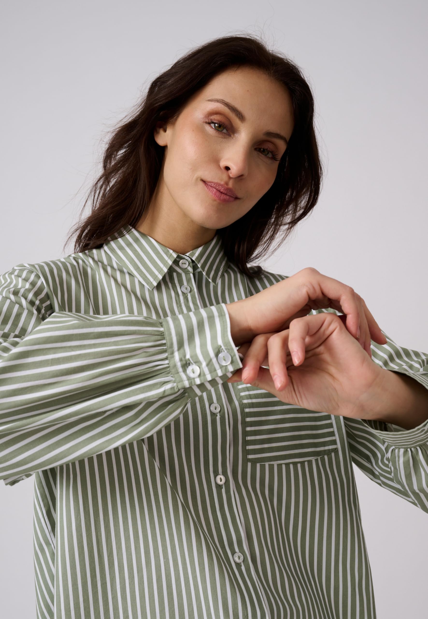 Damart Prêt-à-porter Camicia Donna Blu a righe in cotone