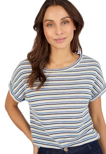 Damart Prêt-à-porter maglia jacquard a righe blu 58-60
