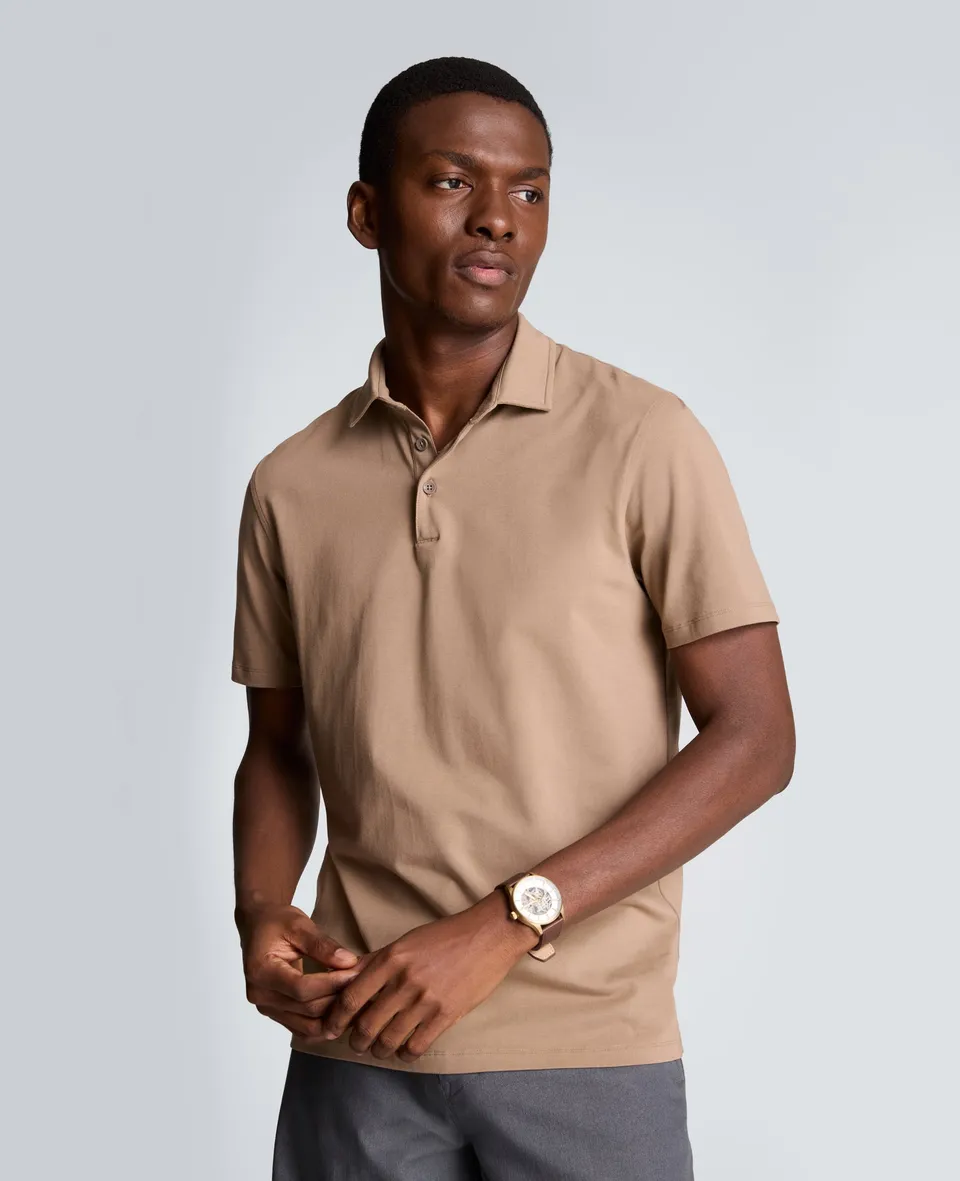 Kenneth Cole Reaction Clothing Performance Button Polo beige S cotone elasticizzato