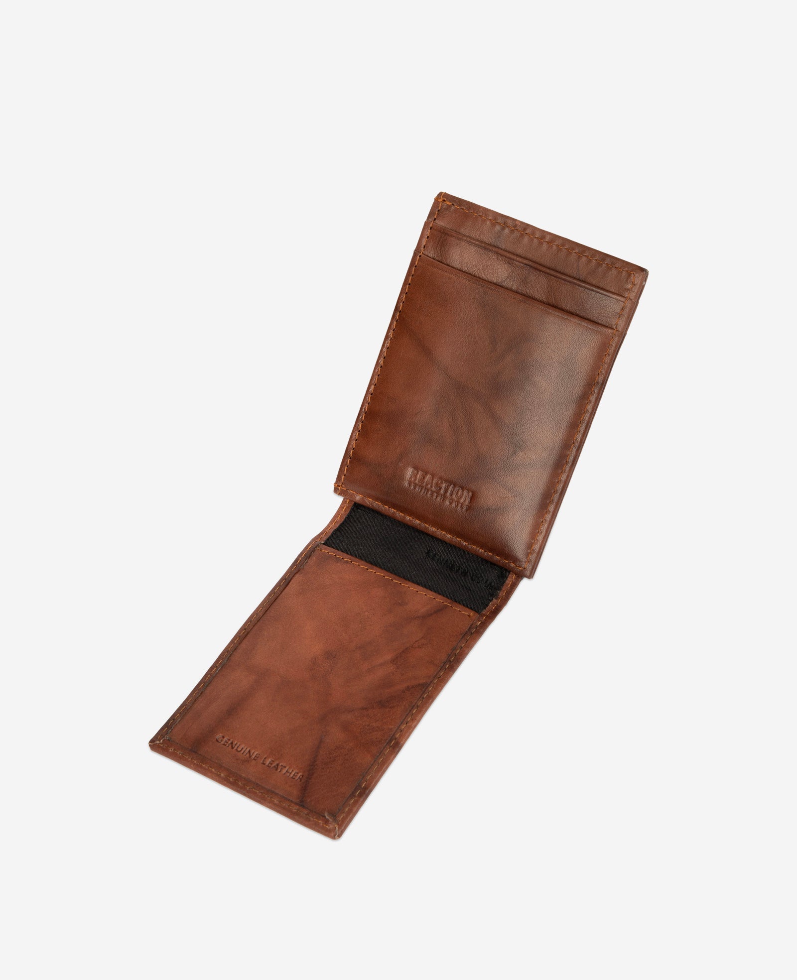 Kenneth Cole Reaction Crunch Leather Wallet portafoglio uomo color cuoio RFID
