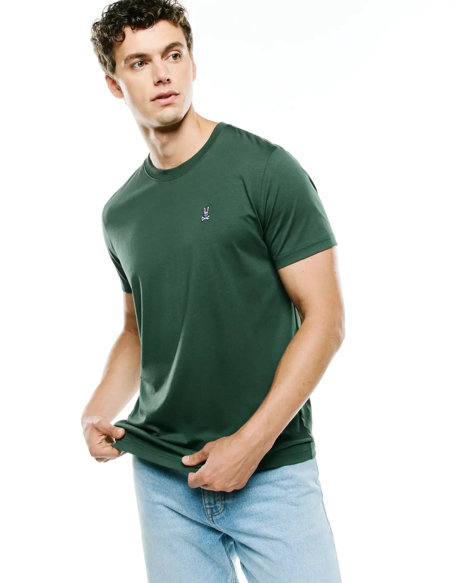 Psycho Bunny Men's Tees Classic Crew Neck Tee B6U014F200 maglietta verde Pineneedle XXS–XXXL in cotone Pima