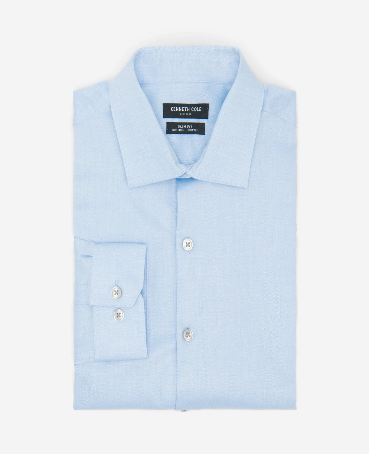 Kenneth Cole Reaction Clothing Slim-Fit Button-Down Stretch Dress Shirt with TEK FIT camicia azzurra