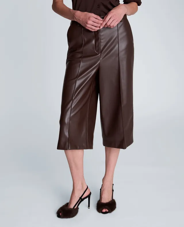 Kenneth Cole Reaction Clothing Fly Front Long Pintuck Short shorts Medium Bark vita alta